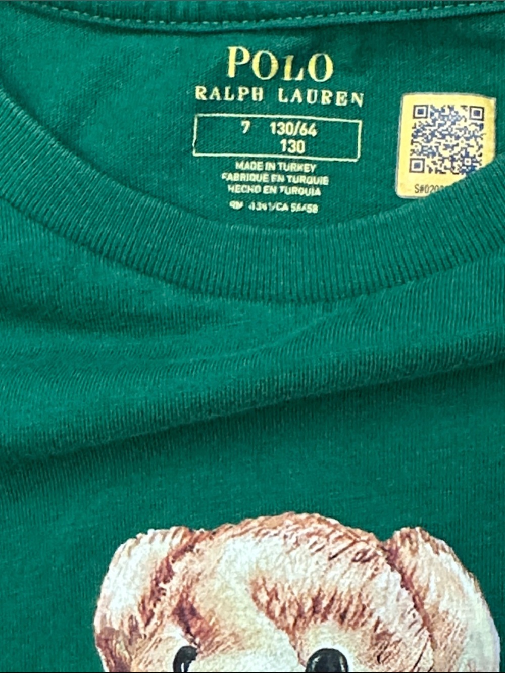 Ralph Lauren Green Kids Polo Bear Tee with Striped Hoodie Graphic - Picture 2 of 2
